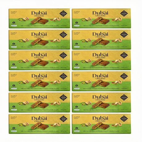 12x Hugos Dubai Chocolate Block (Milk Chocolate filled with Pistachio Cream & Knafeh) - 100g