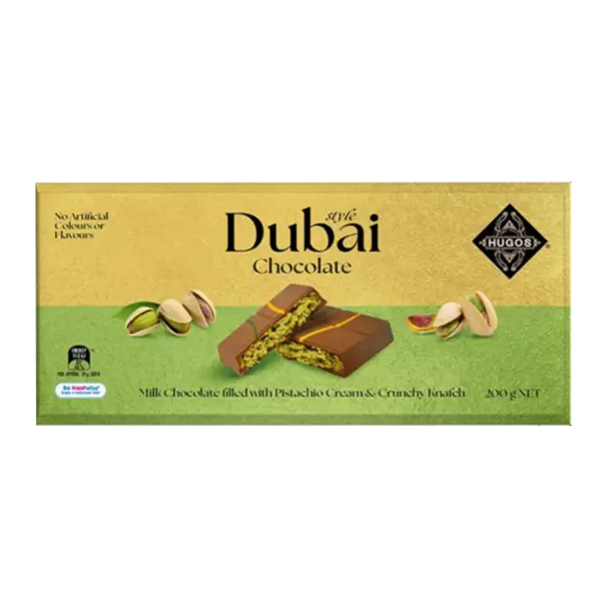 Hugos Dubai Chocolate Block (Milk Chocolate filled with Pistachio Cream & Knafeh) - 200g