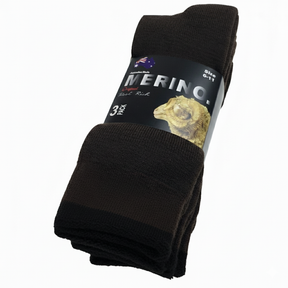 3 Pairs Brown Merino Wool Socks - Mens Heavy Duty Premium Thick Work Socks w/ Cushion