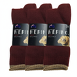 3 Pairs MERINO WOOL SOCKS Mens Heavy Duty Premium Thick Work Socks Cushion in Burgundy - 6-11