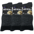 3 Pairs MERINO WOOL SOCKS Mens Heavy Duty Premium Thick Work Socks in Charcoal - 11-14