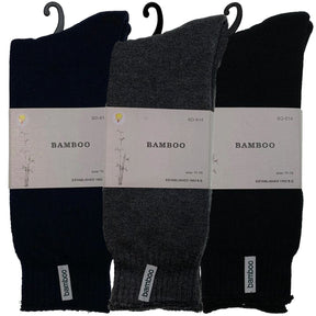 3 Pairs Premium Bamboo Thick Socks - Assorted Colours (Mens Heavy Duty Work Socks w/ Cushion)