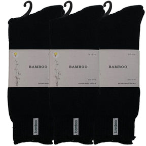3 Pairs Premium Bamboo Thick Socks - Black (Mens Heavy Duty Work Socks w/ Cushion)