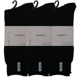 3 Pairs Premium Bamboo Thick Socks - Black (Mens Heavy Duty Work Socks w/ Cushion)