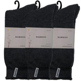 3 Pairs Premium Bamboo Thick Socks - Charcoal Grey (Mens Heavy Duty Work Socks w/ Cushion)