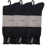 3 Pairs Premium Bamboo Thick Socks - Charcoal Grey (Mens Heavy Duty Work Socks w/ Cushion)