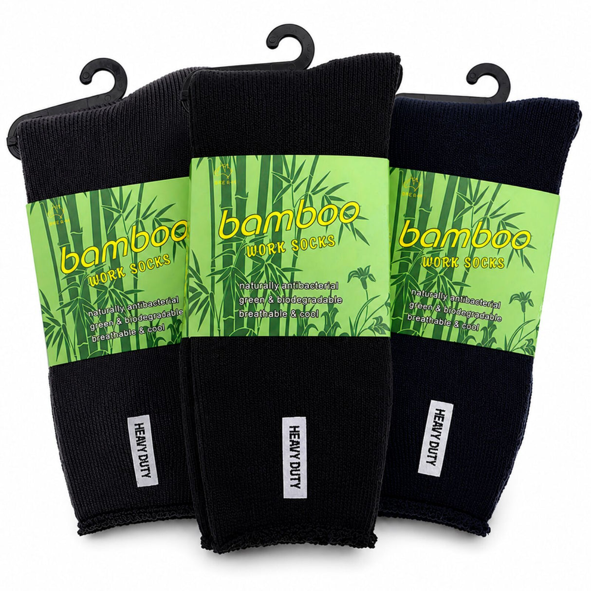 3 Pairs Premium Bamboo Works Socks - Assorted (Mens Heavy Duty Thick Socks w/ Cushion & Anti-Odour)