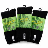 3 Pairs Premium Bamboo Works Socks - Black (Mens Heavy Duty Thick Socks w/ Cushion & Anti-Odour)