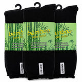 3 Pairs Premium Bamboo Works Socks - Black (Mens Heavy Duty Thick Socks w/ Cushion & Anti-Odour)