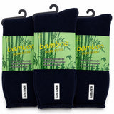 3 Pairs Premium Bamboo Works Socks - Navy Blue (Mens Heavy Duty Thick Socks w/ Cushion & Anti-Odour)
