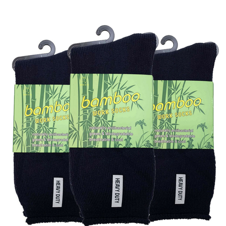 3 Pairs PREMIUM BAMBOO SOCKS Mens Heavy Duty Thick Work Socks Cushion BULK - Assorted Colour Pack
