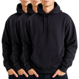 3x Mens Cotton Blend Black Hoodie Pack - Fleece Lined Jumper/Pullover/Sweatshirt