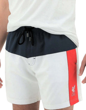 Liverpool FC Mens Summer Board Shorts - White Logo (YNWA Liverbird LFC)