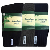 3 Pairs Bamboo Work Socks - Assorted Colours (Mens Heavy Duty Thick Socks w/ Cushion)