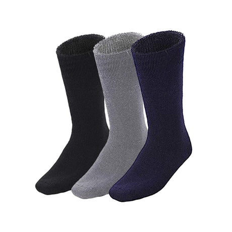 3 Pairs Bamboo Work Socks - Assorted Colours (Mens Heavy Duty Thick Socks w/ Cushion)