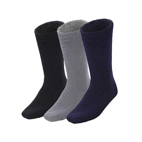3 Pairs Bamboo Work Socks - Assorted Colours (Mens Heavy Duty Thick Socks w/ Cushion)