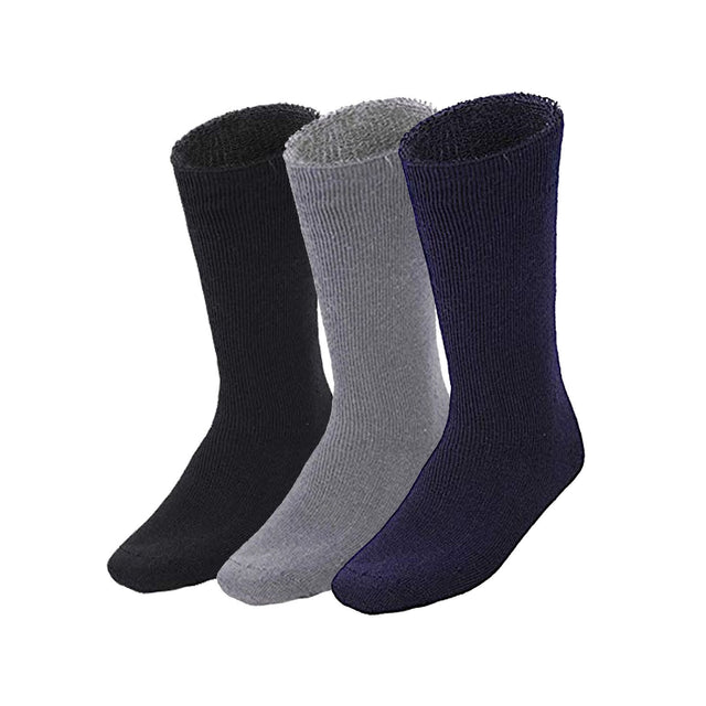 3 Pairs Bamboo Work Socks - Assorted Colours (Mens Heavy Duty Thick Socks w/ Cushion)