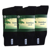 3 Pairs Bamboo Work Socks - Black (Mens Heavy Duty Thick Socks w/ Cushion)