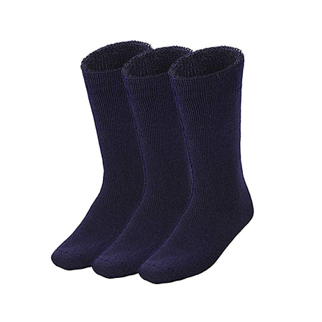 3 Pairs Bamboo Work Socks - Navy Blue (Mens Heavy Duty Thick Socks w/ Cushion)