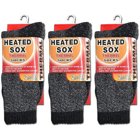 3 Pairs Mens Thermal Heated Socks Bulk Pack (6-11 UK) - Warm Winter Work Ski Socks