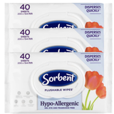 3x Sorbent Clean and Fresh Hypo Allergenic Wet Wipes Set (120 Pieces Total)