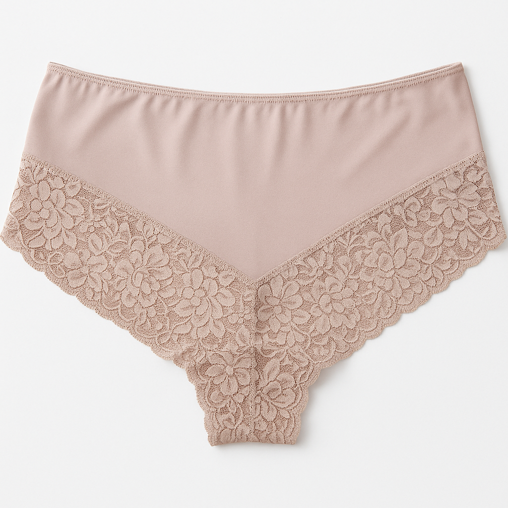 3x Womens Lace Boyshort Boyleg Full Briefs Underwear Undies in Beige