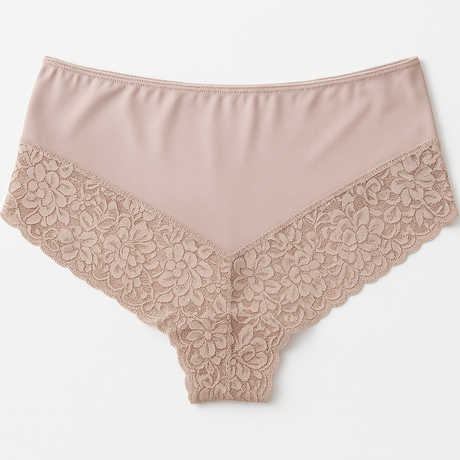 3x Womens Lace Boyshort Boyleg Full Briefs Underwear Undies in Beige