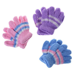 3 Pair Full Finger Baby Gloves Bulk Pack - Warm Winter Coral Fleece Thermal for Kids