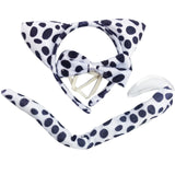 3pcs Black Polka Dot Animal Set - Bow Tie, Tail & Ears (Book Week Costume & Halloween Fancy Dress)