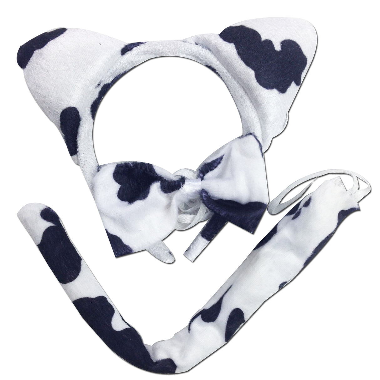 3pcs Dairy Cattle Cow Animal Set - Bow Tie, Tail & Ears (Book Week Costume & Halloween Fancy Dress)