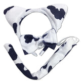 3pcs Dairy Cattle Cow Animal Set - Bow Tie, Tail & Ears (Book Week Costume & Halloween Fancy Dress)