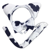 3pcs Dairy Cattle Cow Animal Set - Bow Tie, Tail & Ears (Book Week Costume & Halloween Fancy Dress)