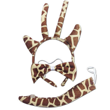 3pcs Giraffe Animal Set - Bow Tie, Tail & Ears (Book Week Costume & Halloween Fancy Dress)