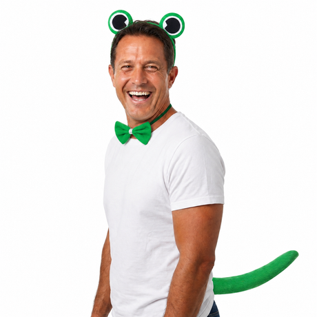 3pcs Green Frog Animal Set - Bow Tie, Tail & Ears (Book Week Costume & Halloween Fancy Dress)