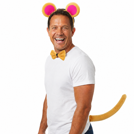 3pcs Brown Monkey Animal Set - Bow Tie, Tail & Ears (Book Week Costume & Halloween Fancy Dress)