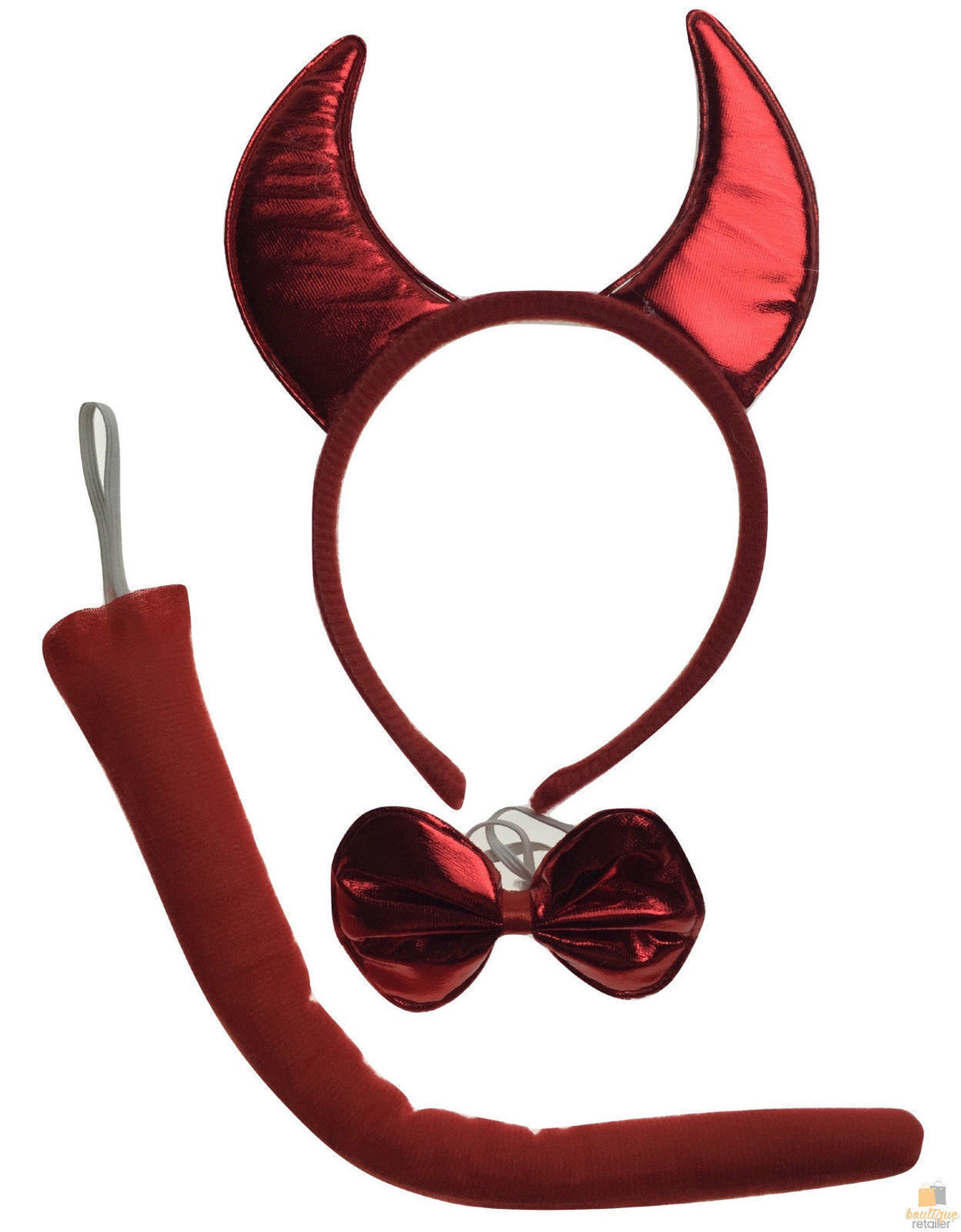 3pcs Red Devil Set - Bow Tie, Tail & Ears (Book Week Costume & Halloween Fancy Dress)