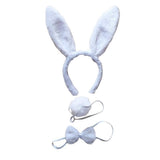 3pcs White Rabbit Animal Set - Bow Tie, Tail & Ears (Book Week Costume & Halloween Fancy Dress)