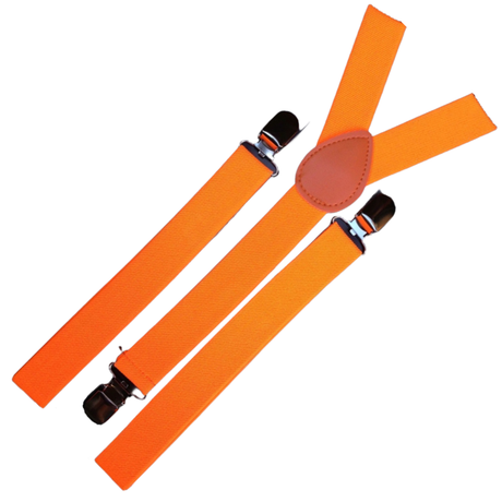 3x Fluro Orange Slim Suspenders Bulk Pack - Strong Adjustable Clip On Braces for Weddings/Formals