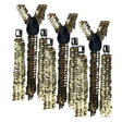 3x Gold Sequin Slim Suspenders - Strong Adjustable Clip On Braces for Weddings/Formals
