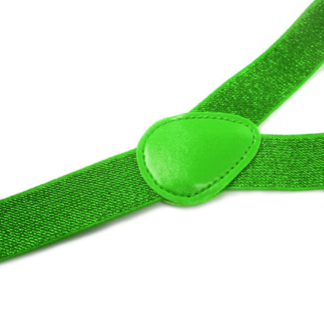 3x Green Glitter Slim Suspenders Bulk Pack - Strong Adjustable Clip On Braces for Weddings/Formals