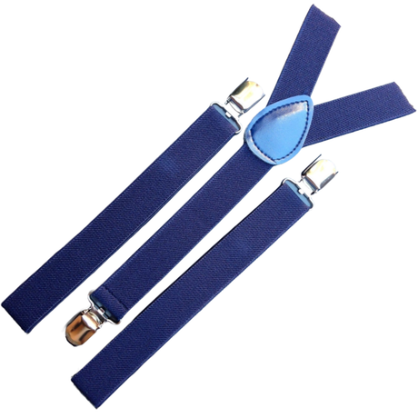 3x Navy Blue Slim Suspenders Bulk Pack - Strong Adjustable Clip On Braces for Weddings/Formals