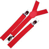 3x Red Slim Suspenders Bulk Pack - Strong Adjustable Clip On Braces for Weddings/Formals