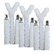 3x White Sequin Suspenders Bulk Pack - Unisex Adjustable Clip On Elastic Y-Back Braces