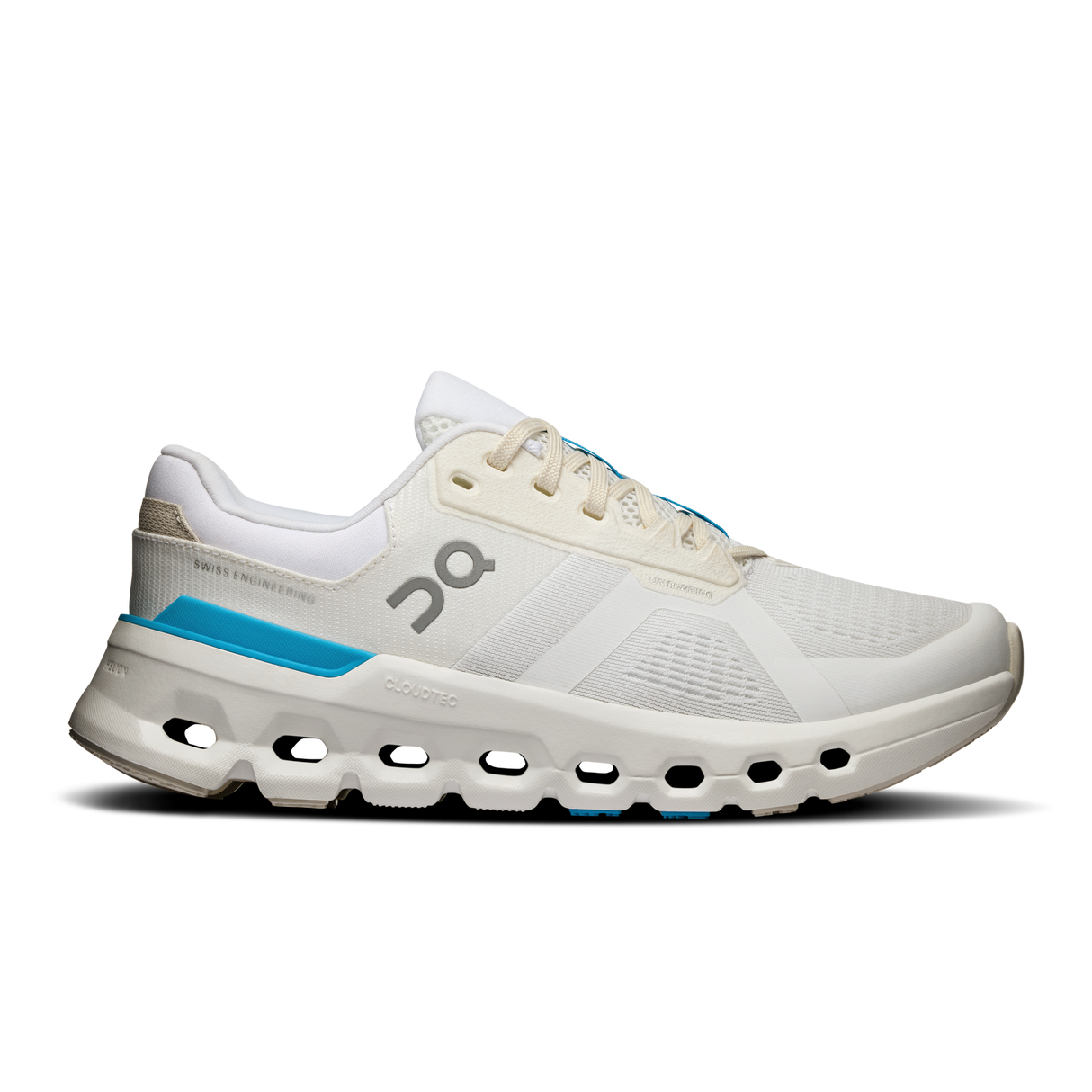 On Womens Cloudrunner 2 Running Shoes Sneakers in White/Horizon