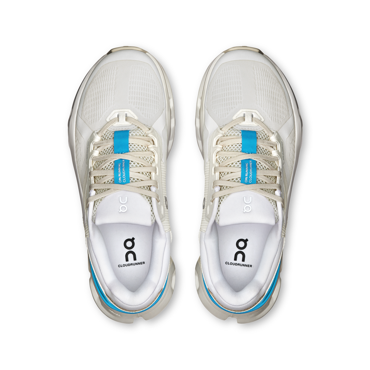 On Womens Cloudrunner 2 Running Shoes Sneakers in White/Horizon