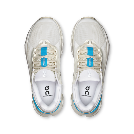 On Womens Cloudrunner 2 Running Shoes Sneakers in White/Horizon