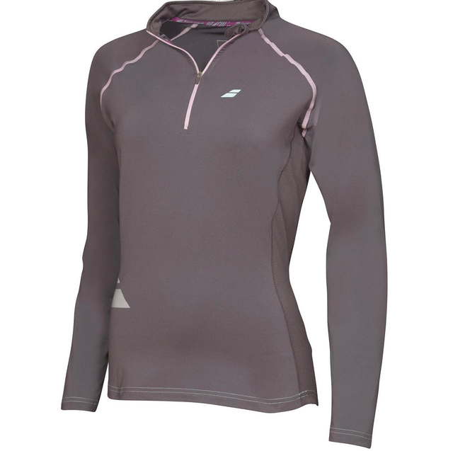 Babolat Womens Core 1/2 Zip Long Sleeve Tennis Top - Grey (Sports Gym Training)