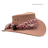 Jacaru 1103 Alice Womens Vegan Leather Hat with Scarf - Water Repellent & UPF 50+ (Made in Australia)