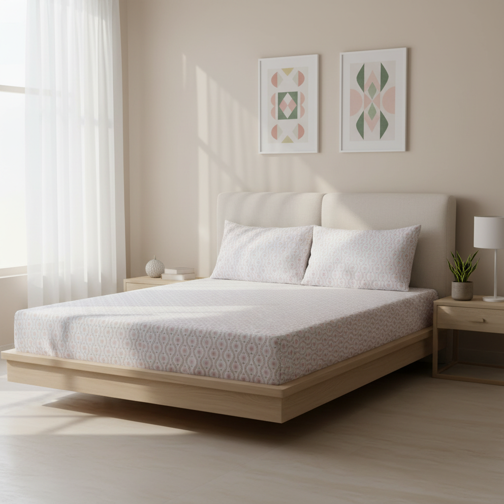English Garden Pure Cotton Fitted Bed Sheet + Pillowcase Set