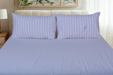 Lilac Stripe Pure Cotton Fitted Bed Sheet + Pillowcase Set